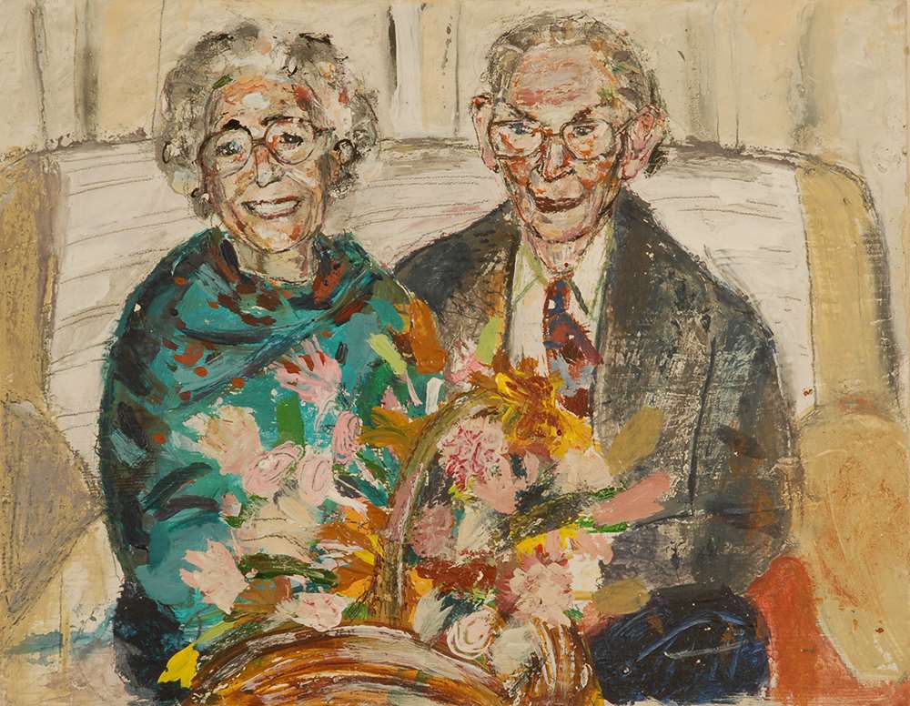 Gran and Grandad Crawford - A family portrait by artist Katie Pope